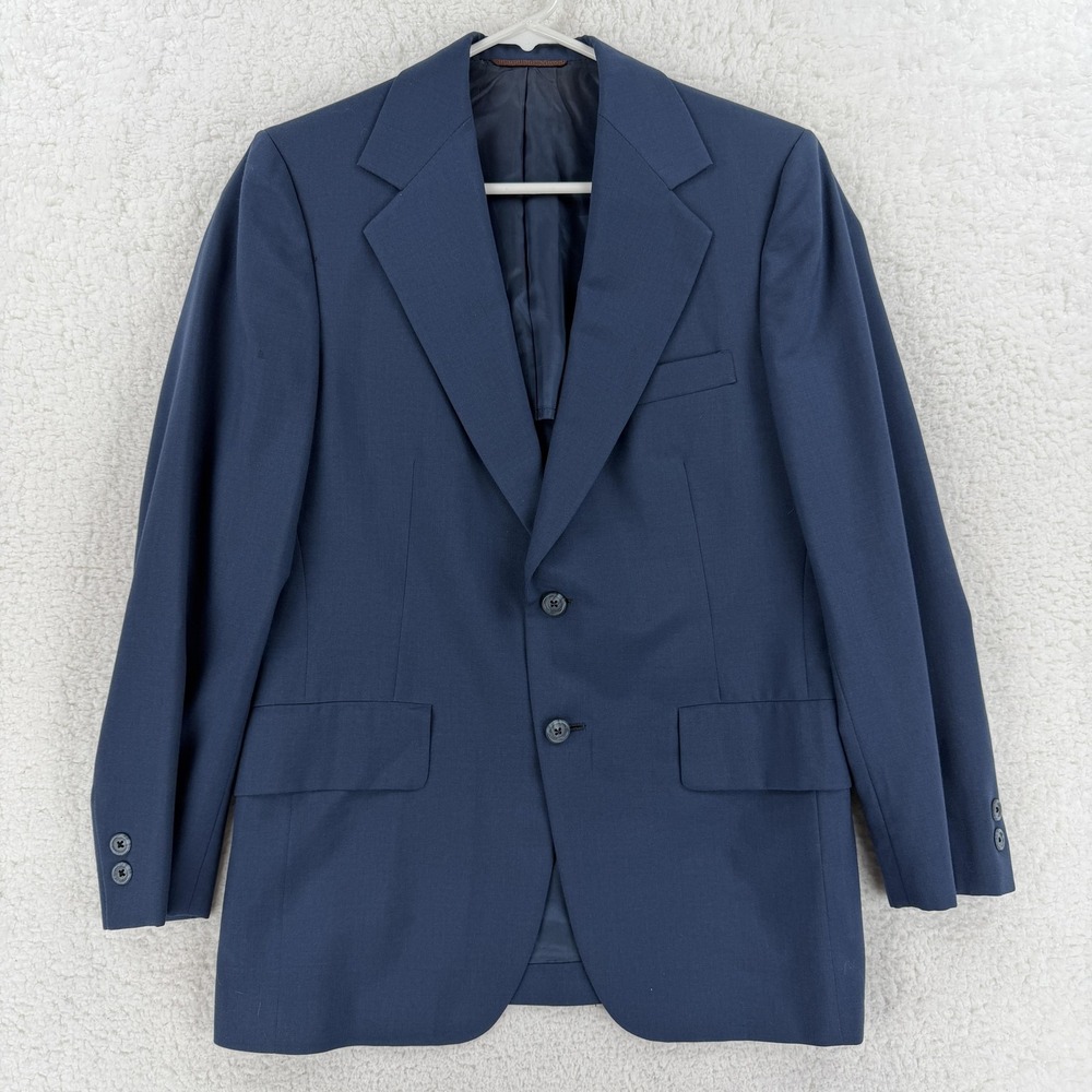 Vintage Hart Schaffner Marx Blazer Mens 40 Blue Two Button Notch Lapel Jacket